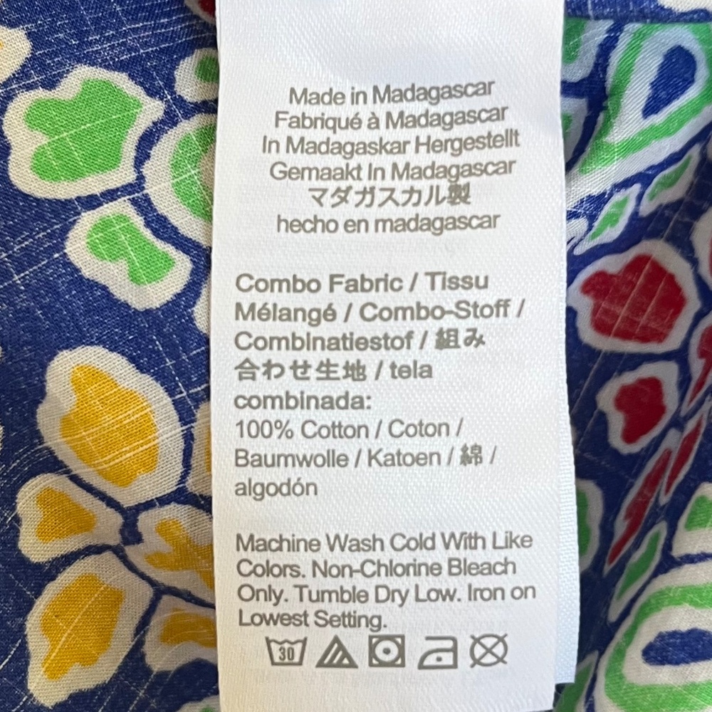 NWT J. Crew Blue Multicolor Slub Cotton Short Sleeve Collared Camp Shirt Size M - Picture 7 of 8